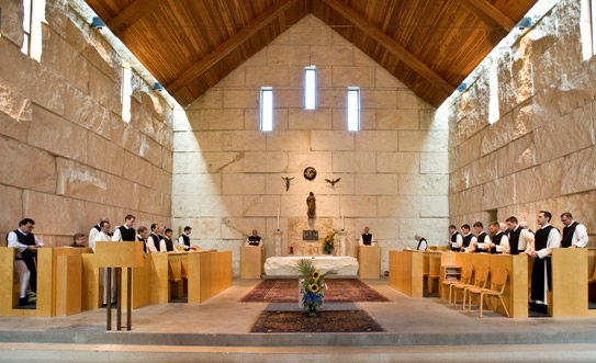 The monks gather for evening prayer (2010).