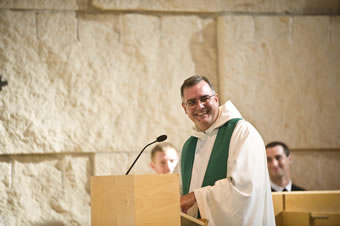 Fr. Paul preaching during Sunday Mass (2009).