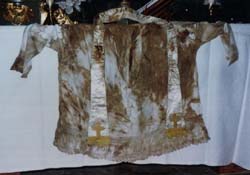 A true relic: the surplice Fr. Anastasius
was wearing when he was martyred.