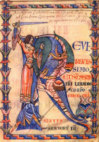 A medieval illumination depicting spiritual combat.
