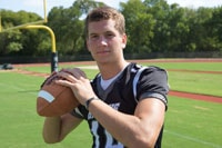 Ford Tough Private School Player of the Week:  The Cistercian Quarterback overcame an early-game ankle injury to lead Cistercian to a 65-49 win over Houston St. John's, keeping the Hawks' playoff chances alive. Though originally diagnosed with a multiple-game injury, he sat out only one series before returning to action. He wound up hitting 20 of 35 passes for 335 yards and an amazing eight TDs. He also rushed for 146 yards and another score. A 3.3 GPA student in all honors courses, he is beginning to attract attention from a wide variety of programs from Colorado State and Nevada to the Ivies. He gives generously of his time at local shelters, running dance parties for those with Down syndrome and two book drives.