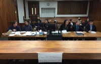 Cistercian students prepare for upcoming Mock Trial competition at the Dallas City Courthouse.